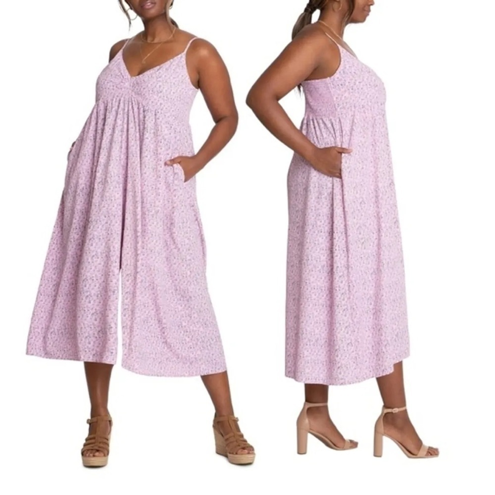 EUC Adyson Parker | Women's Ditsy Floral Pink Wide Leg Jumpsuit Size 2X
